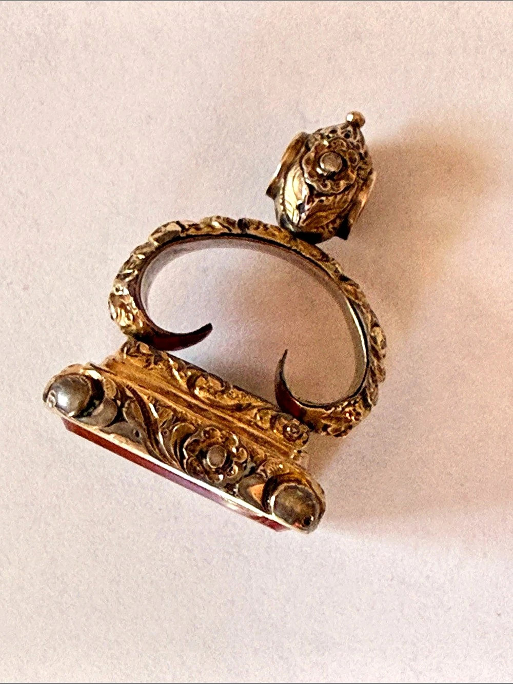 Antique Georgian Seal Fob with Carnelian Stone Silver with Gold Cased